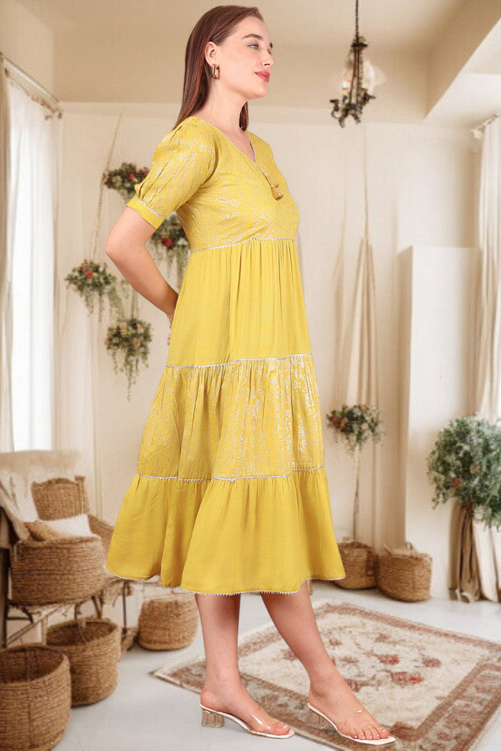 Ethereal Elegance- Stylish Casual & Party Wear Midi Dress