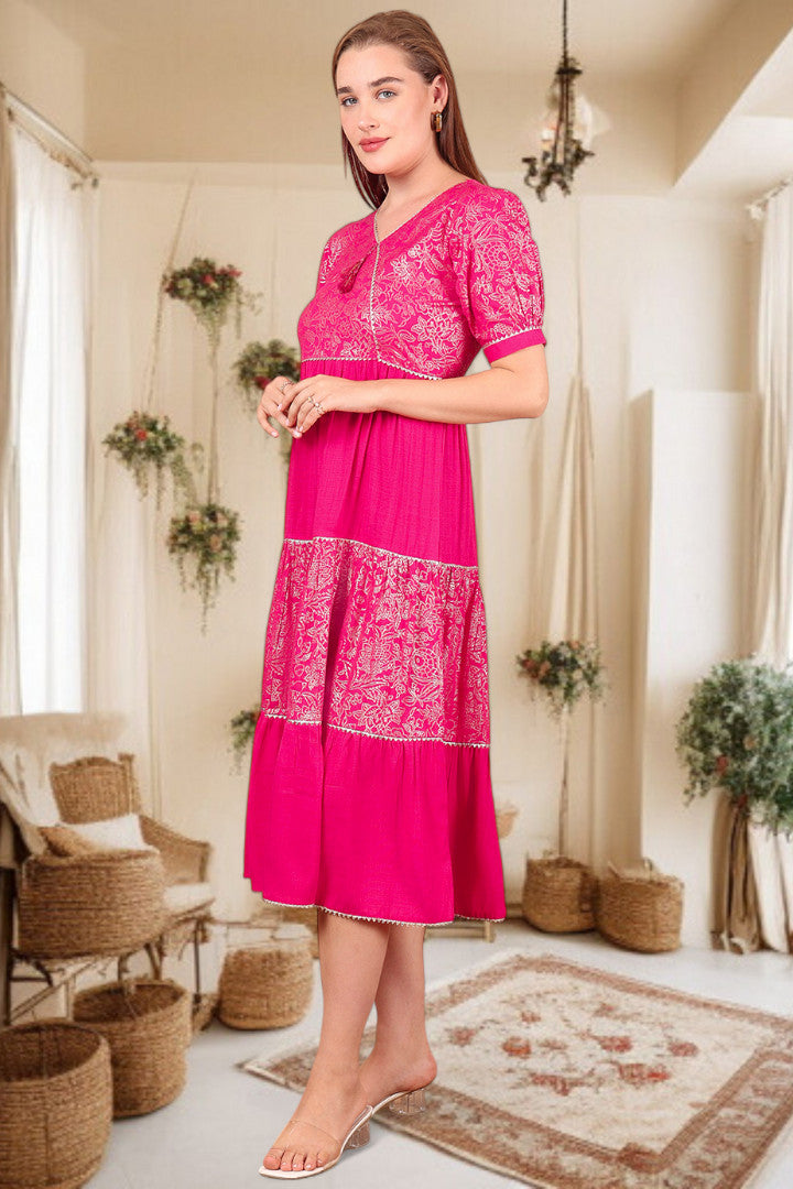 Ethereal Elegance- Stylish Casual & Party Wear Midi Dress
