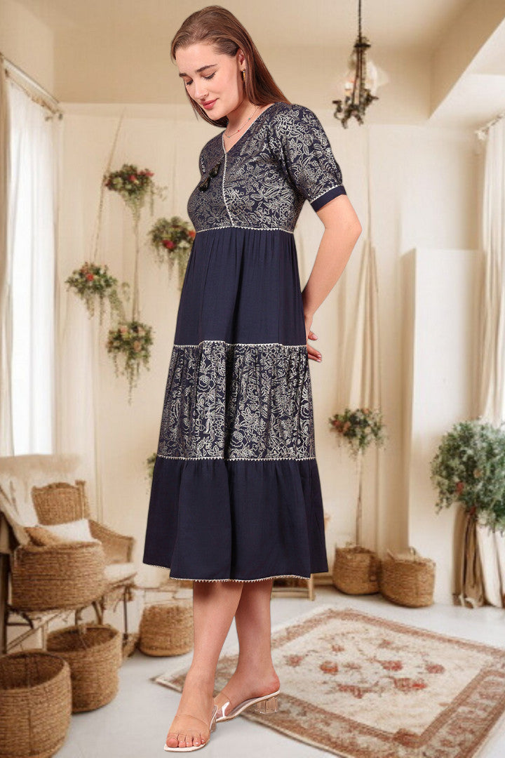 Ethereal Elegance- Stylish Casual & Party Wear Midi Dress