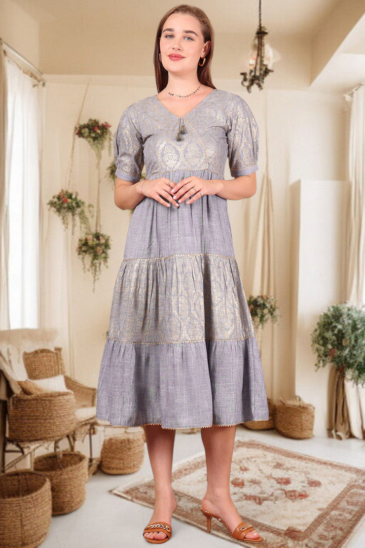 Ethereal Elegance- Stylish Casual & Party Wear Midi Dress