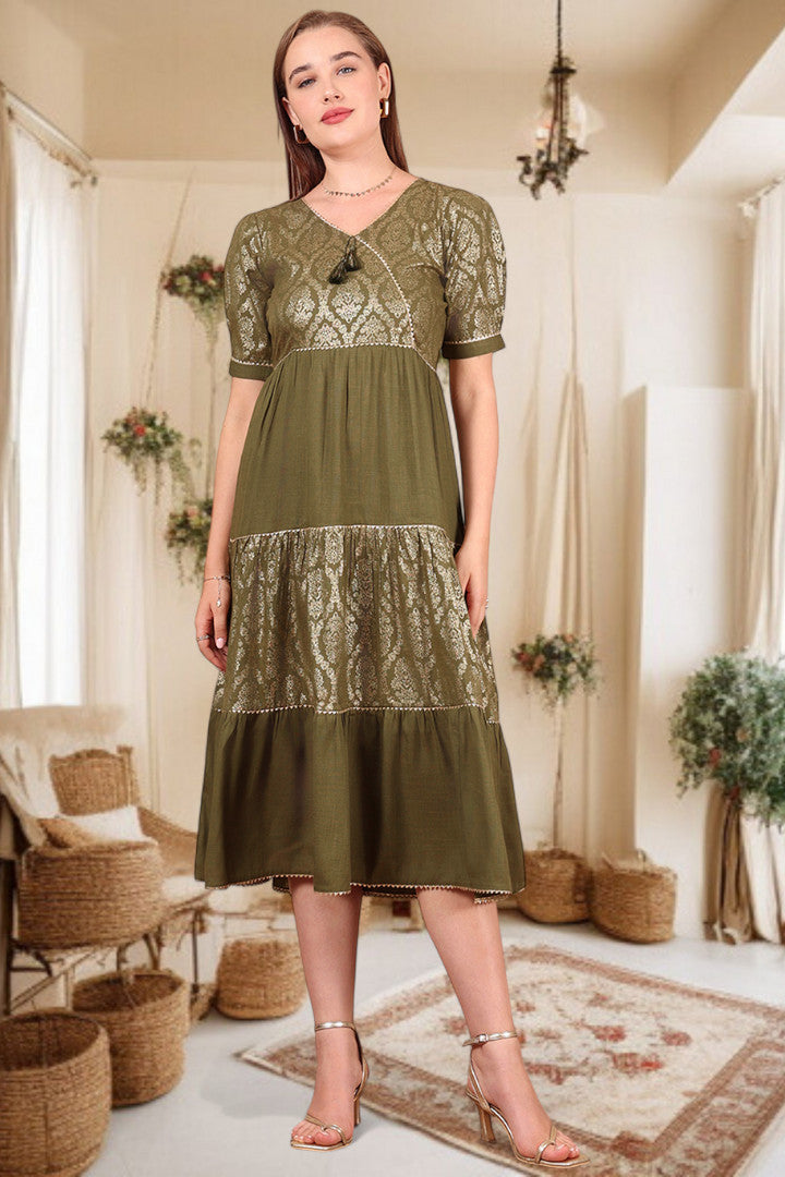 Ethereal Elegance- Stylish Casual & Party Wear Midi Dress