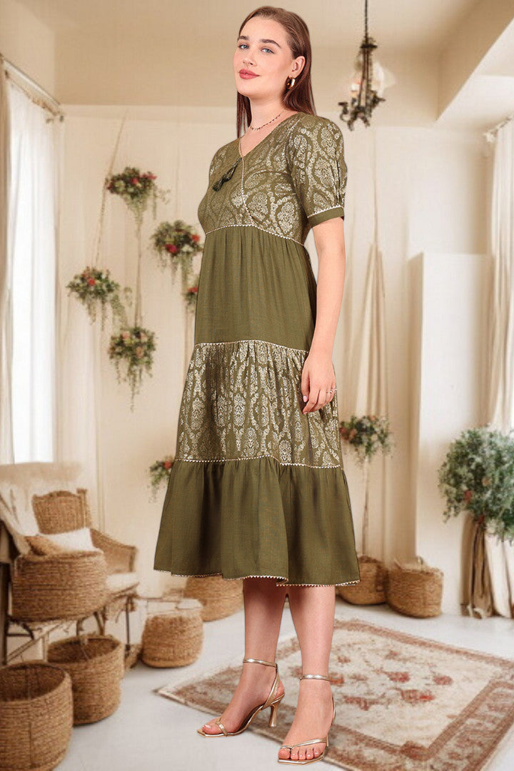 Ethereal Elegance- Stylish Casual & Party Wear Midi Dress