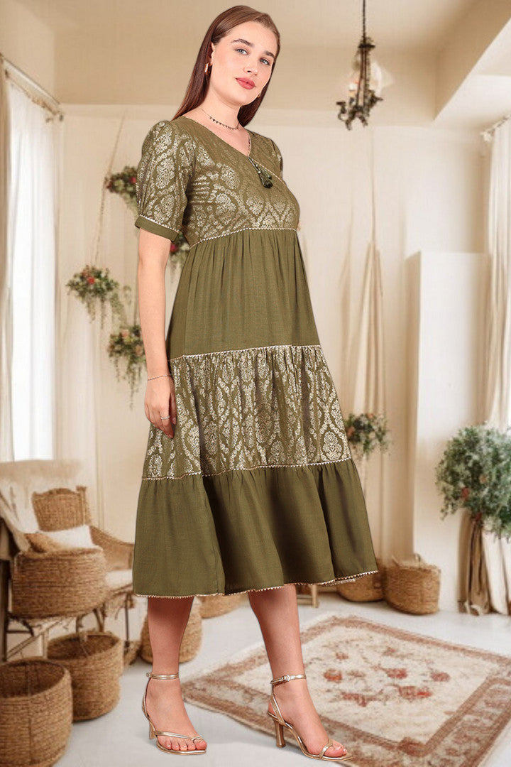 Ethereal Elegance- Stylish Casual & Party Wear Midi Dress