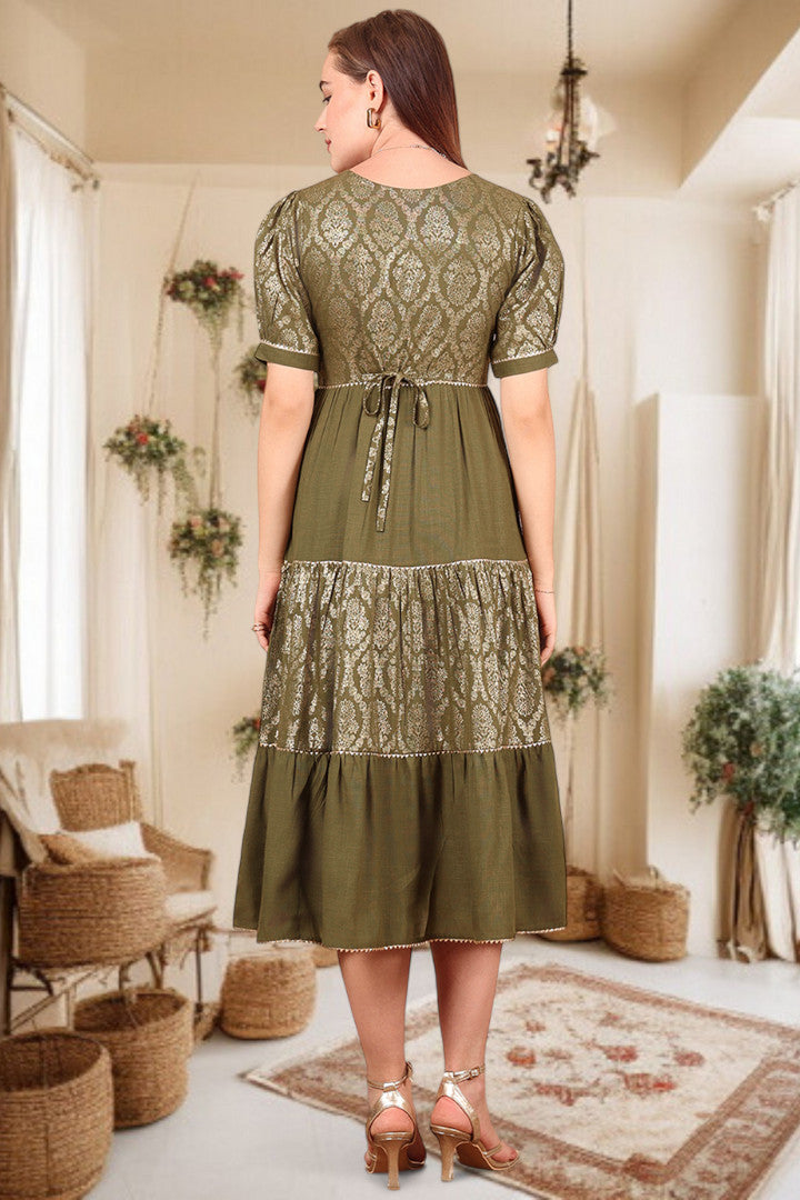 Ethereal Elegance- Stylish Casual & Party Wear Midi Dress