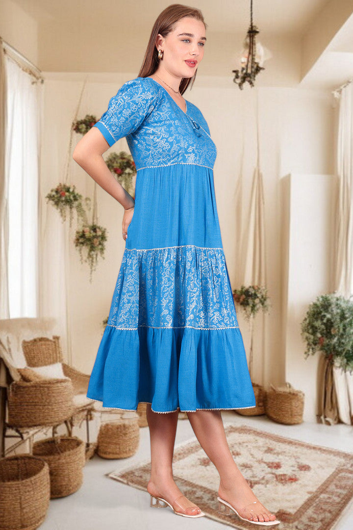 Ethereal Elegance- Stylish Casual & Party Wear Midi Dress