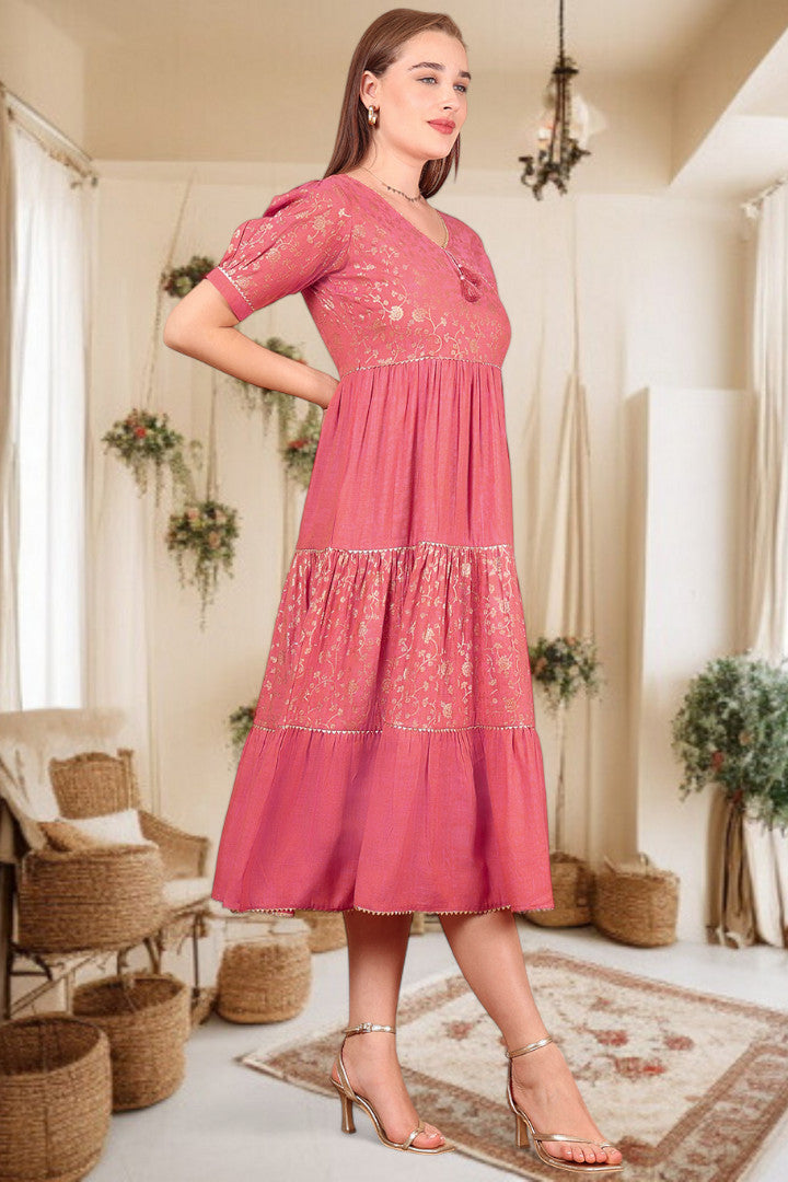 Ethereal Elegance- Stylish Casual & Party Wear Midi Dress
