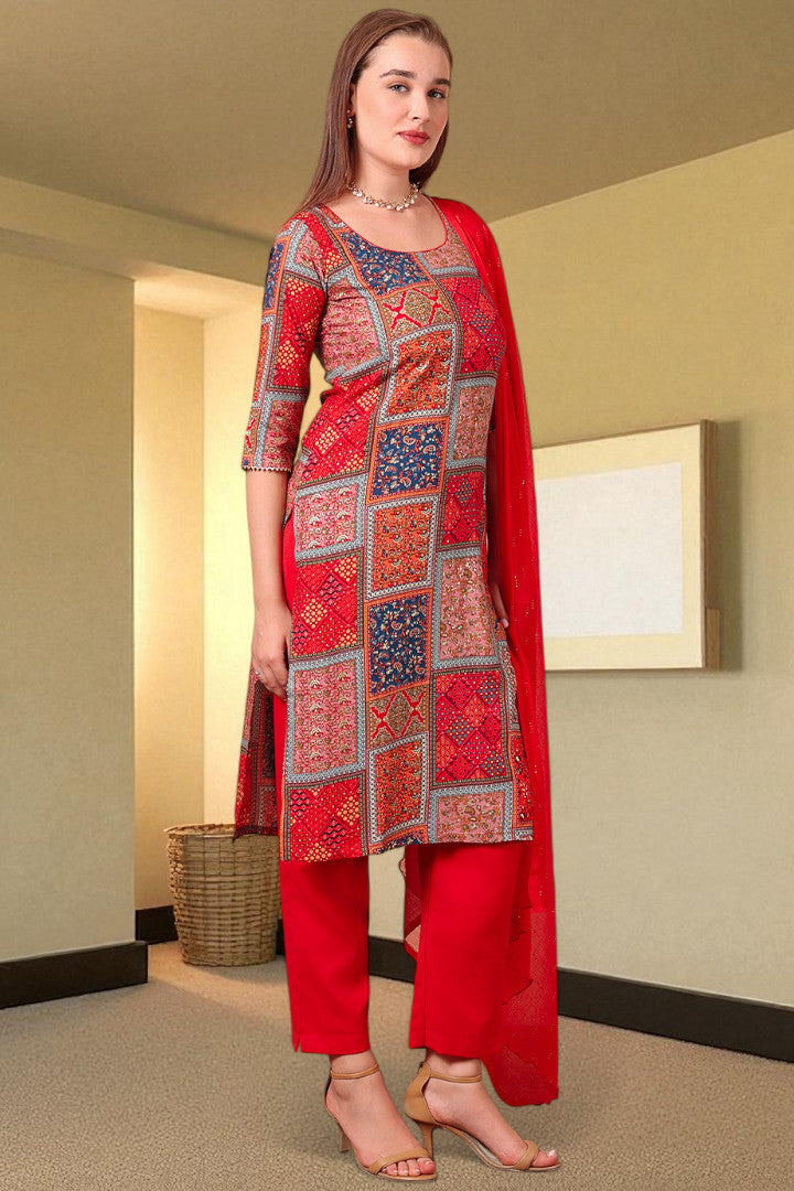 Casual Ethnic Straight Kurta Set With Dupatta