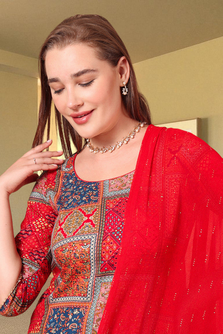 Casual Ethnic Straight Kurta Set With Dupatta