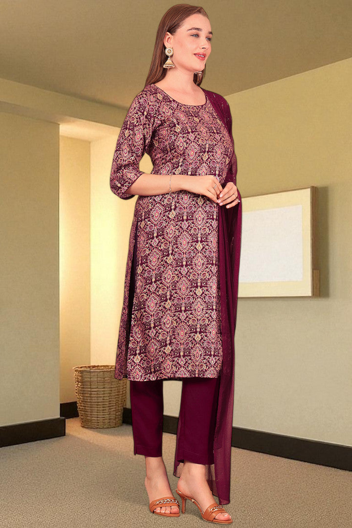 Casual Ethnic Straight Kurta Set With Dupatta