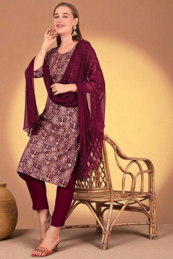 Casual Ethnic Straight Kurta Set With Dupatta