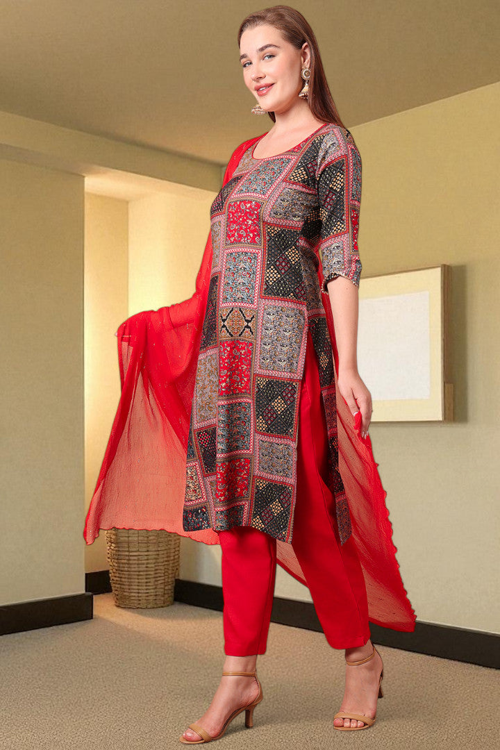 Casual Ethnic Straight Kurta Set With Dupatta