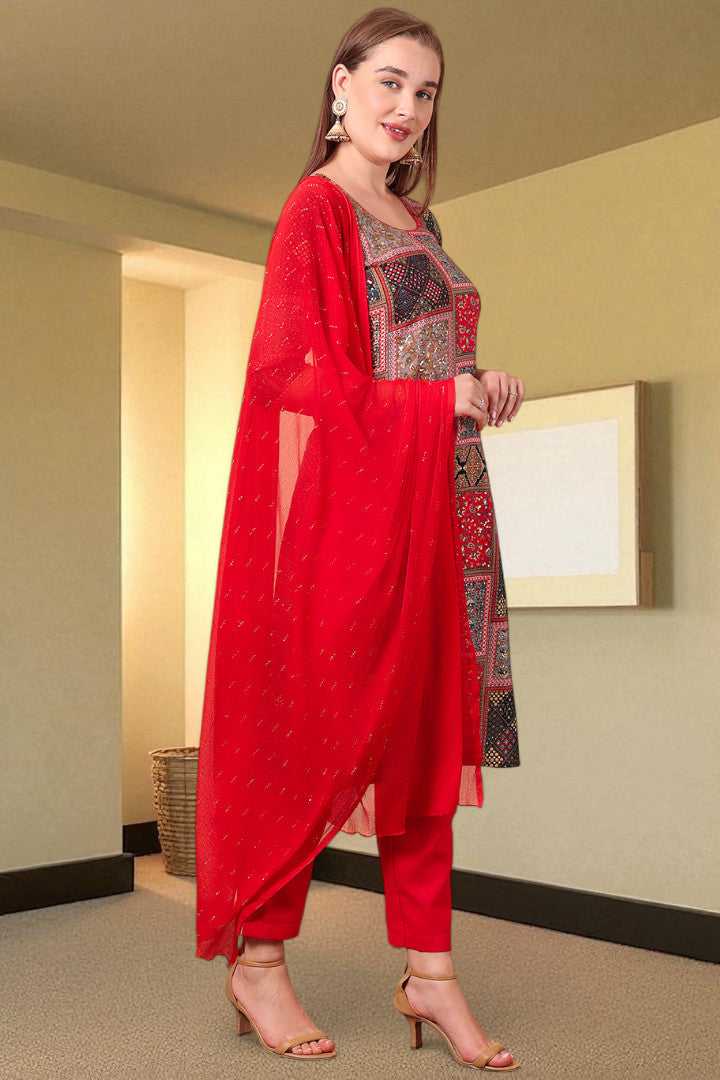 Casual Ethnic Straight Kurta Set With Dupatta