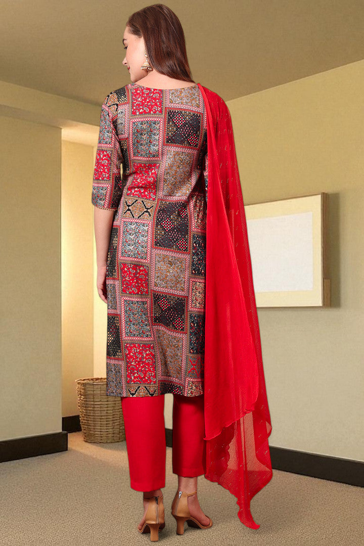 Casual Ethnic Straight Kurta Set With Dupatta