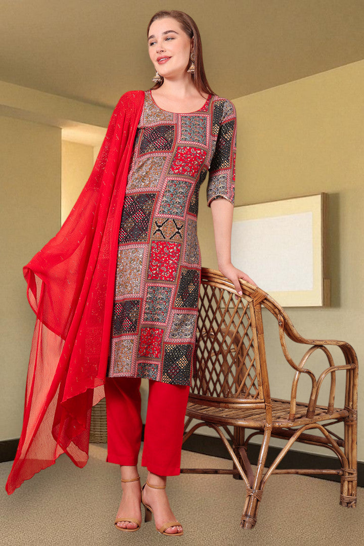 Casual Ethnic Straight Kurta Set With Dupatta