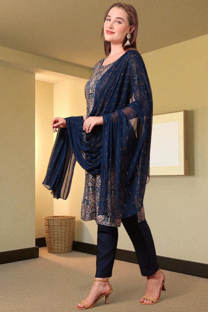 Casual Ethnic Straight Kurta Set With Dupatta