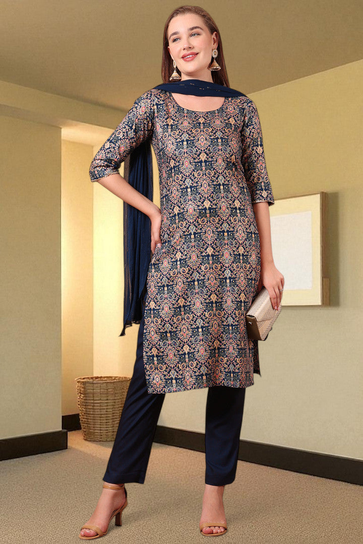 Casual Ethnic Straight Kurta Set With Dupatta