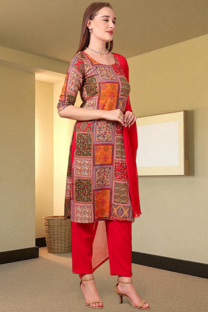 Casual Ethnic Straight Kurta Set With Dupatta