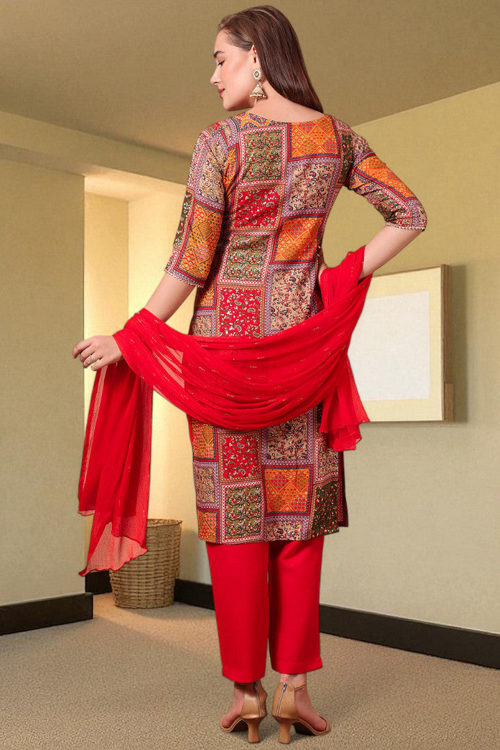 Casual Ethnic Straight Kurta Set With Dupatta