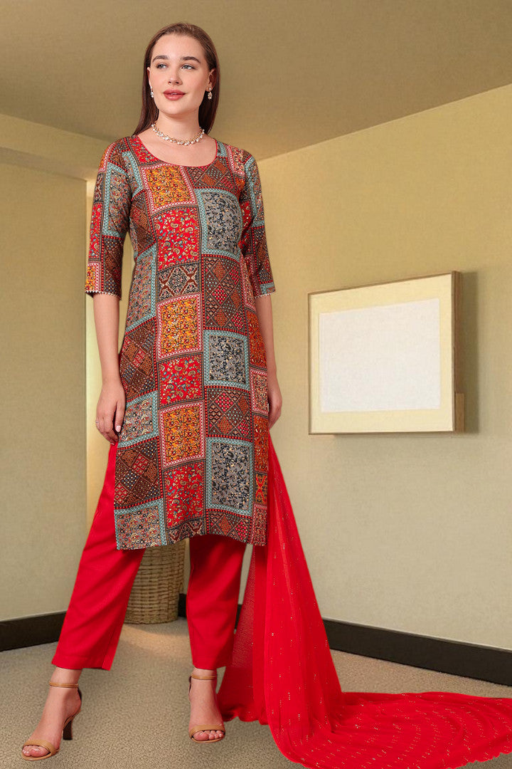 Casual Ethnic Straight Kurta Set With Dupatta