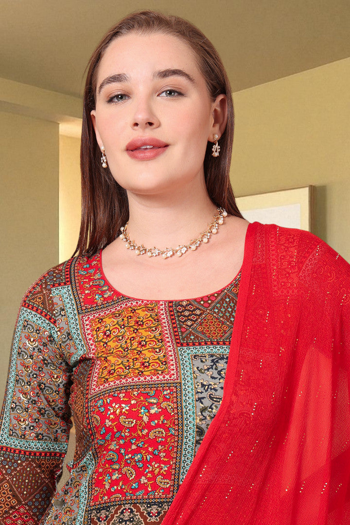 Casual Ethnic Straight Kurta Set With Dupatta