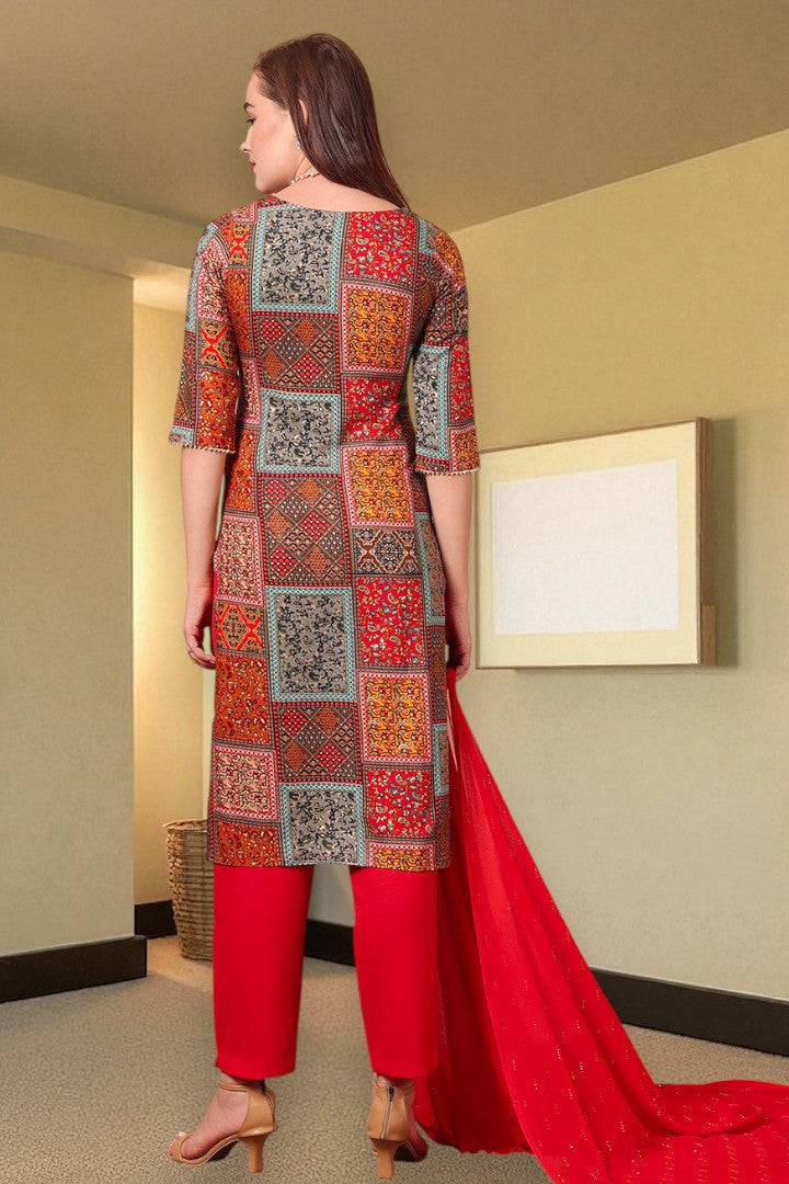Casual Ethnic Straight Kurta Set With Dupatta