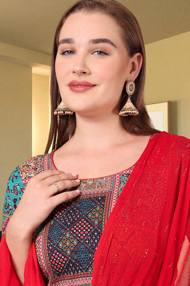 Casual Ethnic Straight Kurta Set With Dupatta