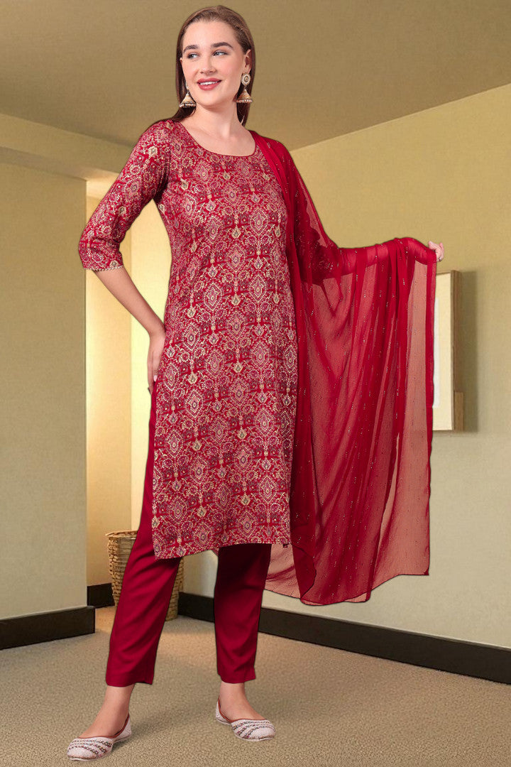 Casual Ethnic Straight Kurta Set With Dupatta