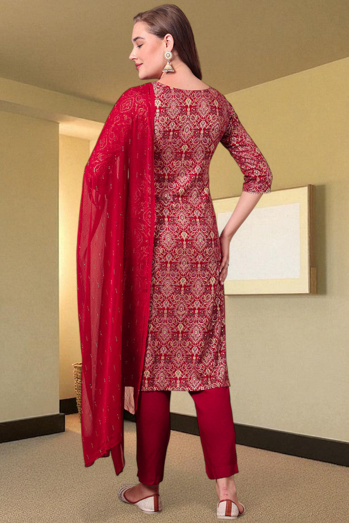 Casual Ethnic Straight Kurta Set With Dupatta