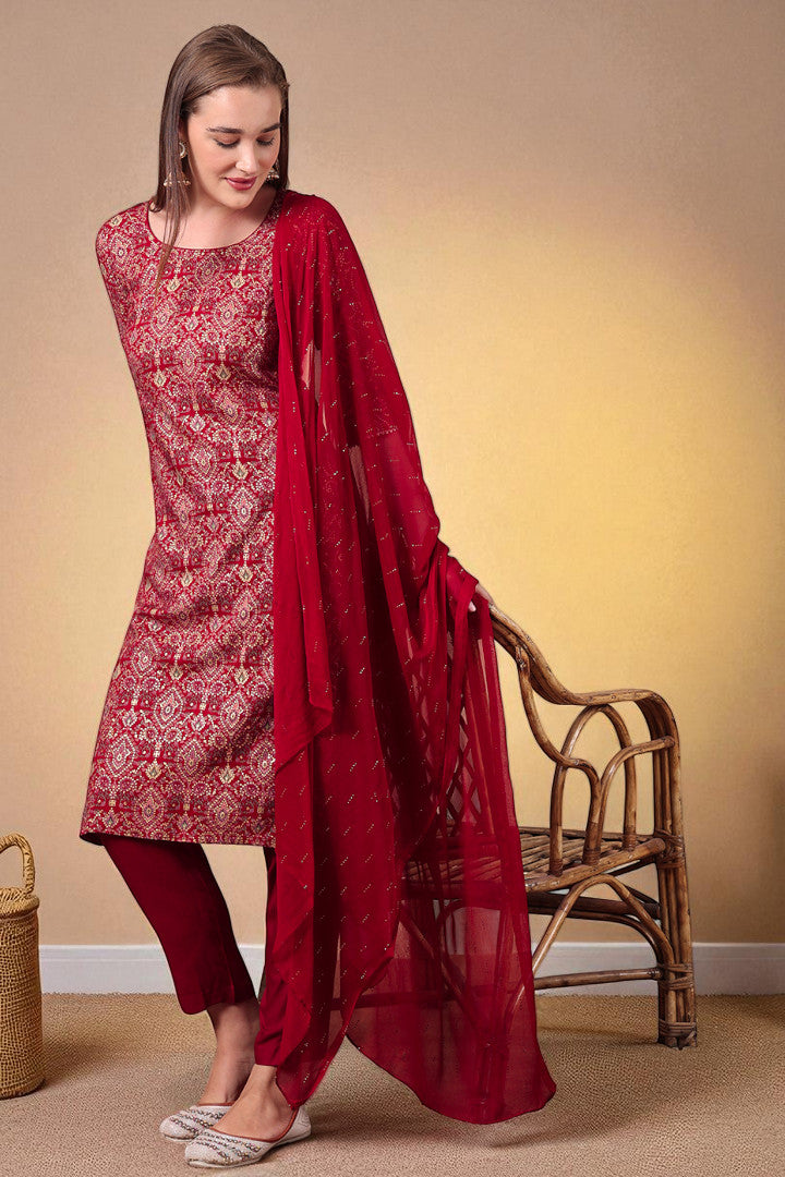 Casual Ethnic Straight Kurta Set With Dupatta
