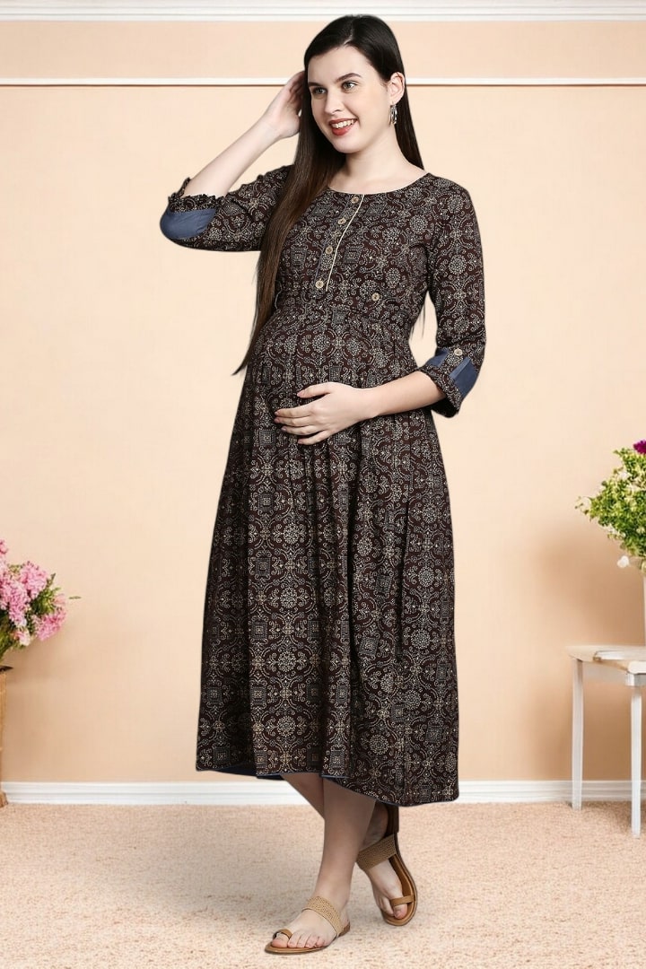 Rayon Printed Maternity Kurta – Designed for Pregnancy & Nursing