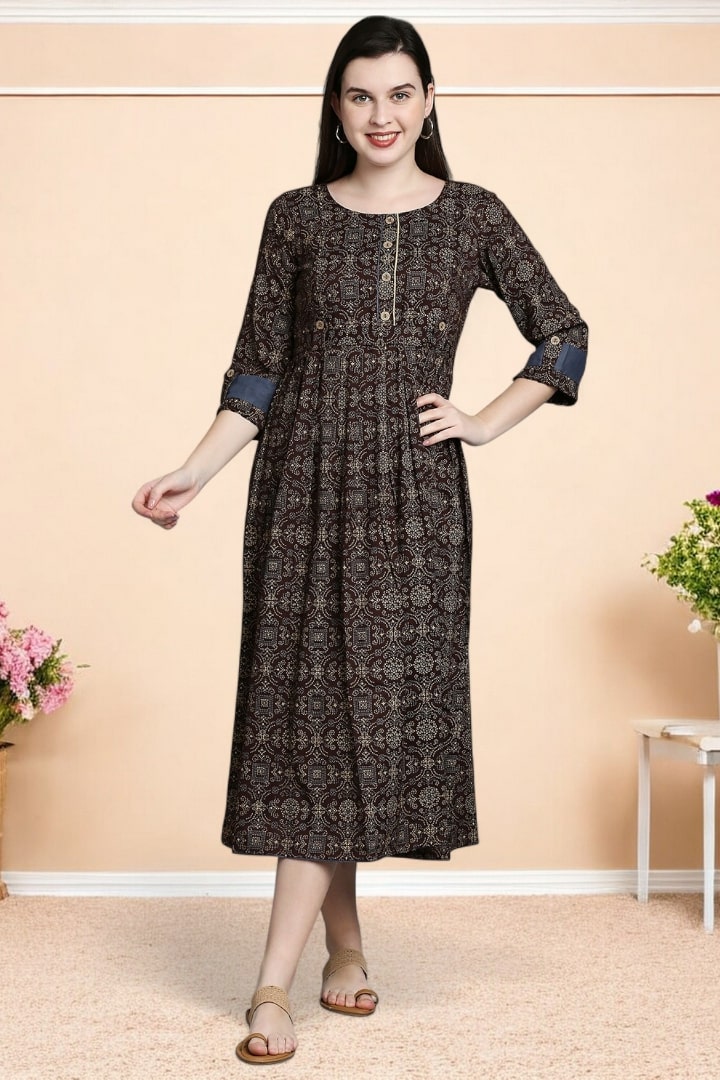 Rayon Printed Maternity Kurta – Designed for Pregnancy & Nursing