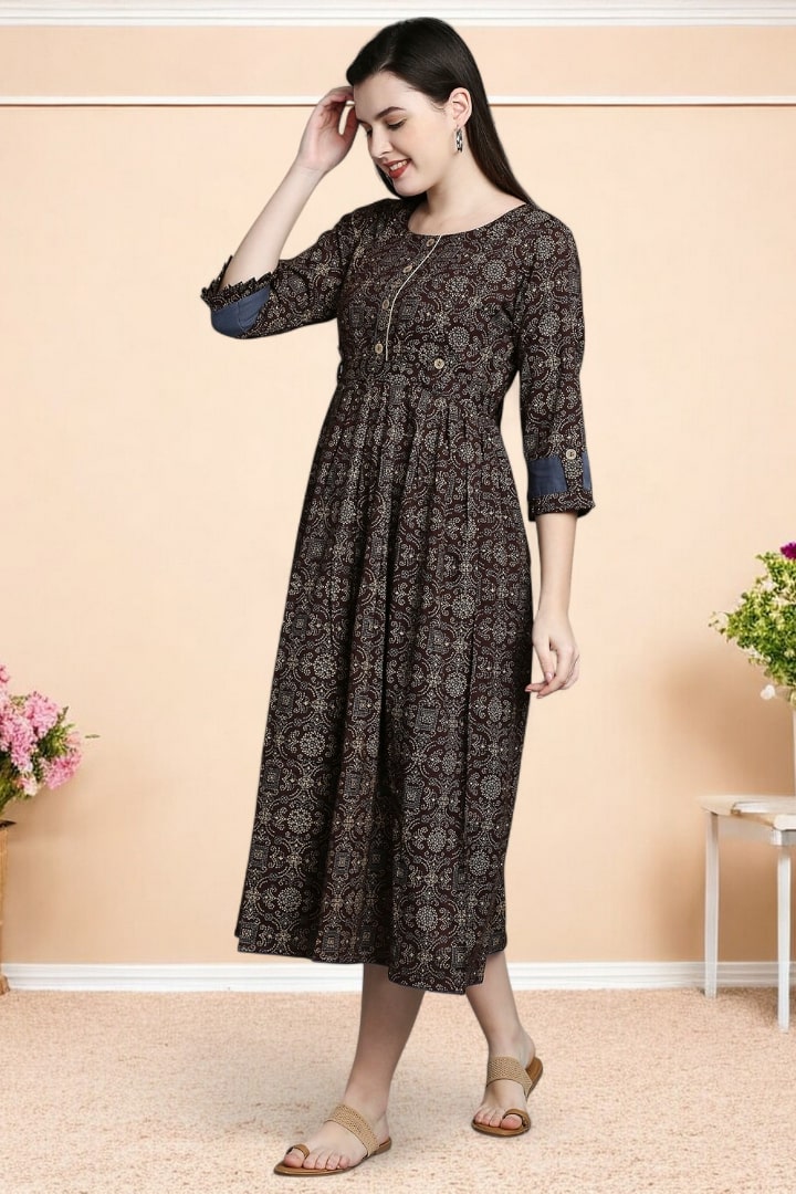 Rayon Printed Maternity Kurta – Designed for Pregnancy & Nursing