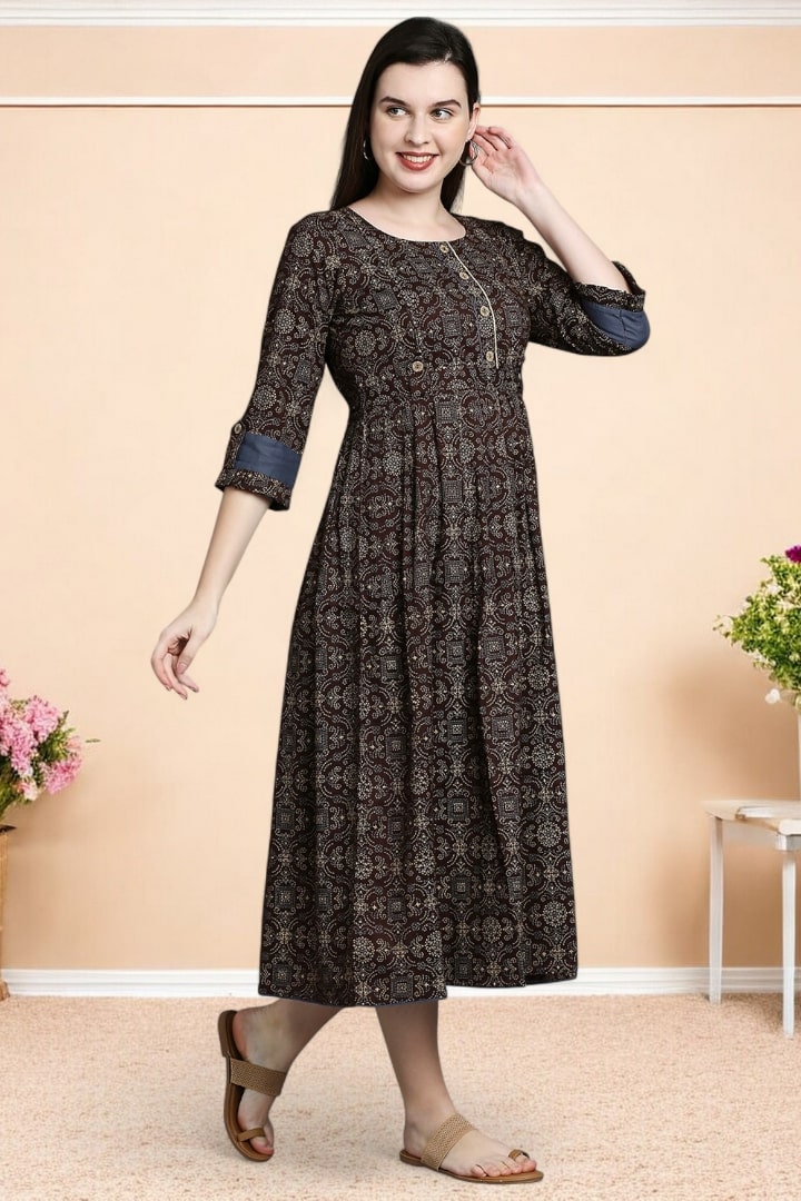Rayon Printed Maternity Kurta – Designed for Pregnancy & Nursing