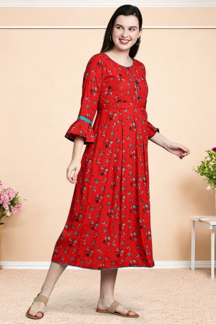 Rayon Printed Maternity Kurta – Designed for Pregnancy & Nursing
