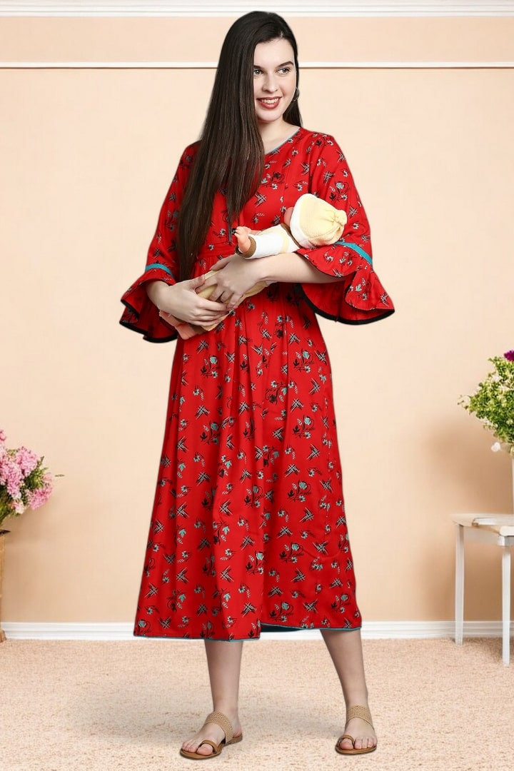 Rayon Printed Maternity Kurta – Designed for Pregnancy & Nursing