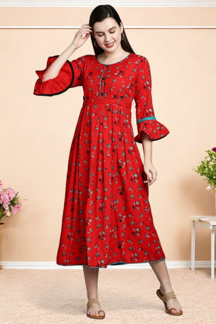 Rayon Printed Maternity Kurta – Designed for Pregnancy & Nursing
