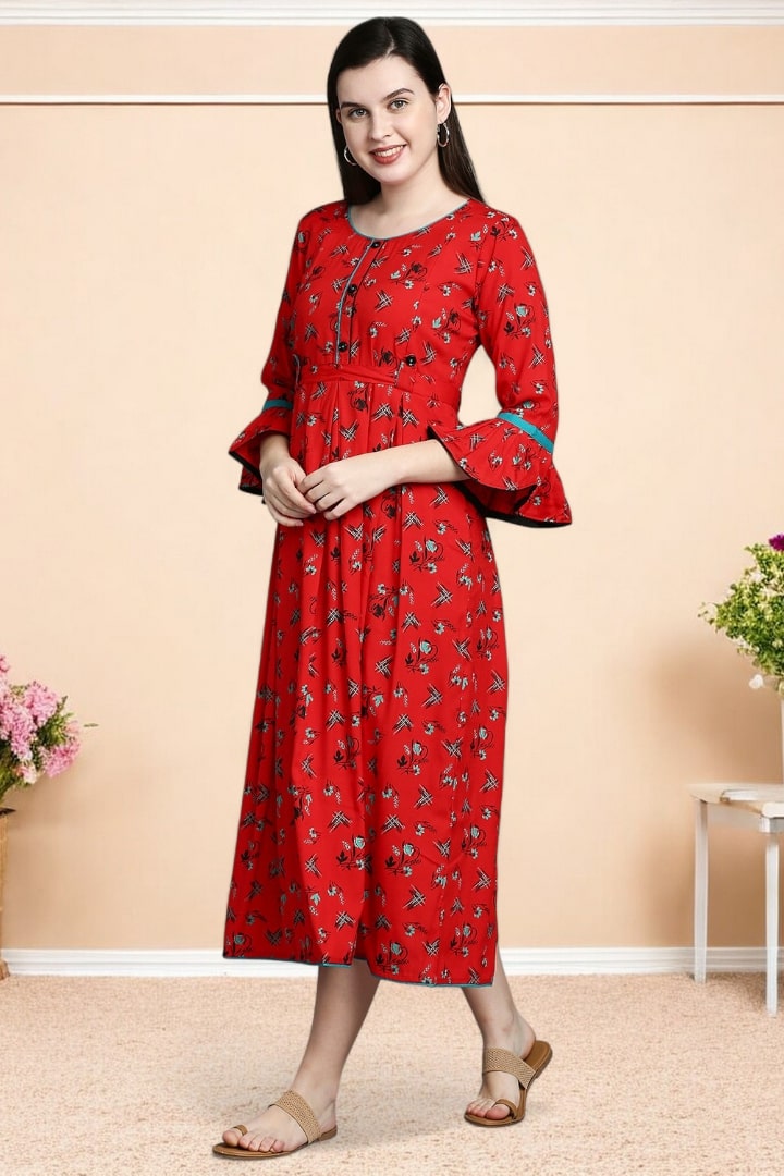Rayon Printed Maternity Kurta – Designed for Pregnancy & Nursing
