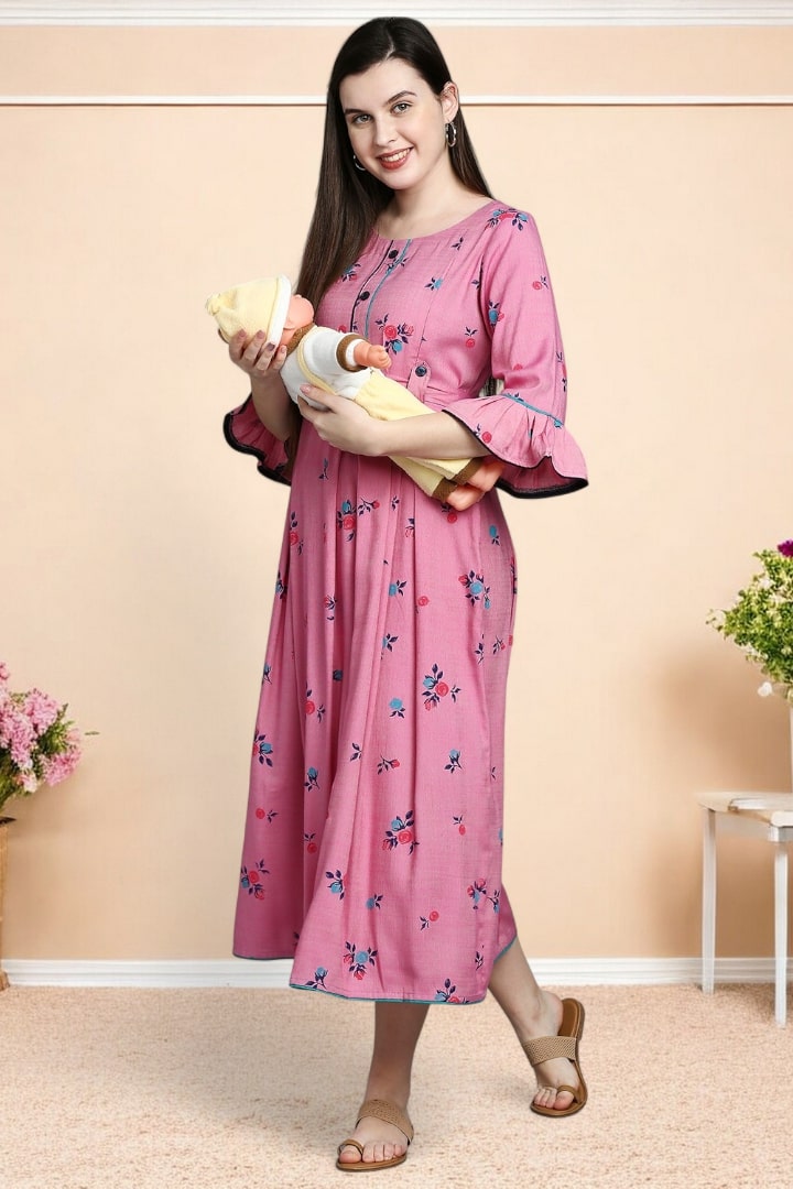 Rayon Printed Maternity Kurta – Designed for Pregnancy & Nursing