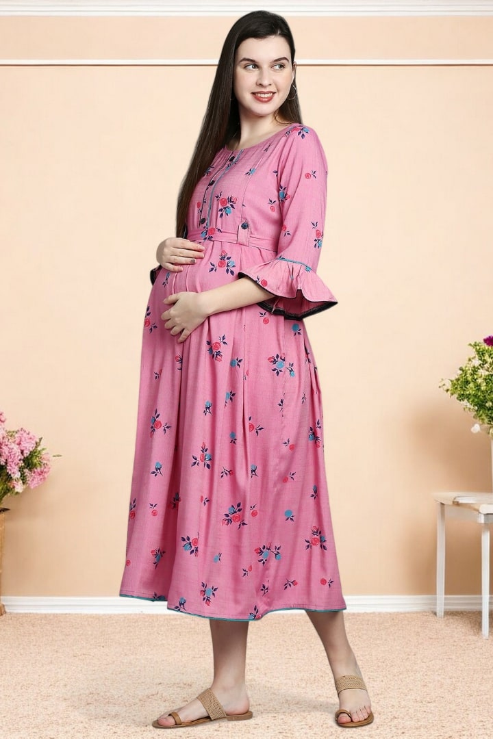 Rayon Printed Maternity Kurta – Designed for Pregnancy & Nursing