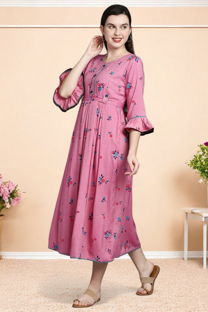 Rayon Printed Maternity Kurta – Designed for Pregnancy & Nursing