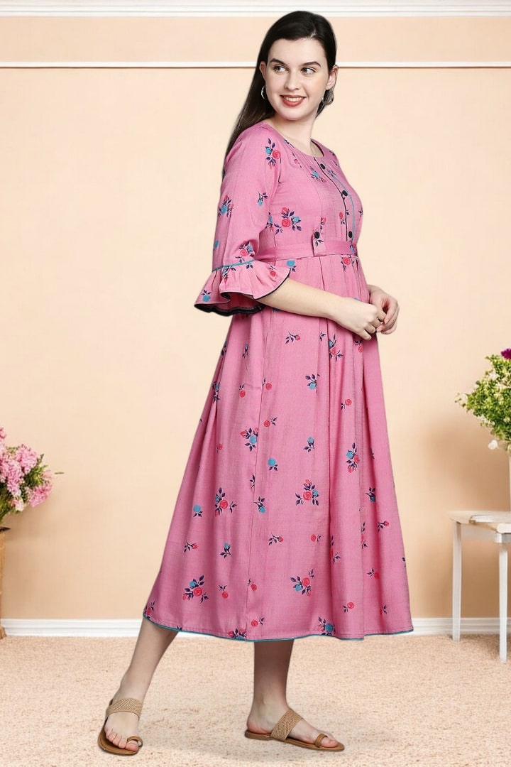Rayon Printed Maternity Kurta – Designed for Pregnancy & Nursing