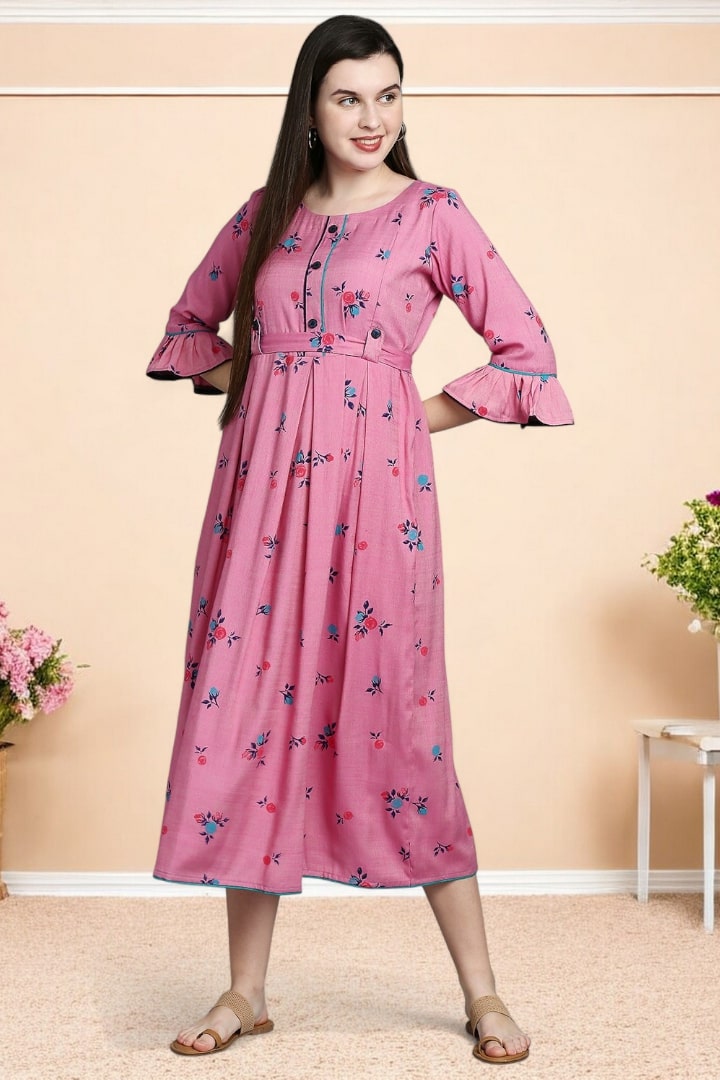 Rayon Printed Maternity Kurta – Designed for Pregnancy & Nursing