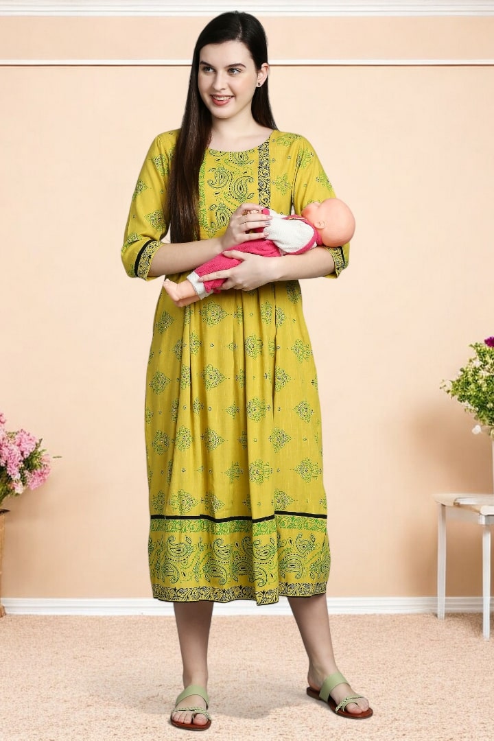 Rayon Printed Maternity Kurta – Designed for Pregnancy & Nursing