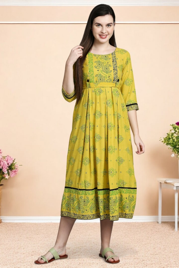 Rayon Printed Maternity Kurta – Designed for Pregnancy & Nursing