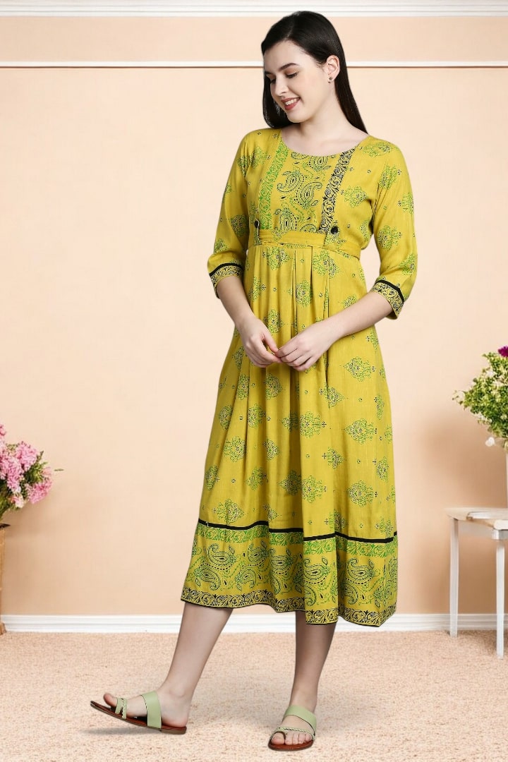 Rayon Printed Maternity Kurta – Designed for Pregnancy & Nursing