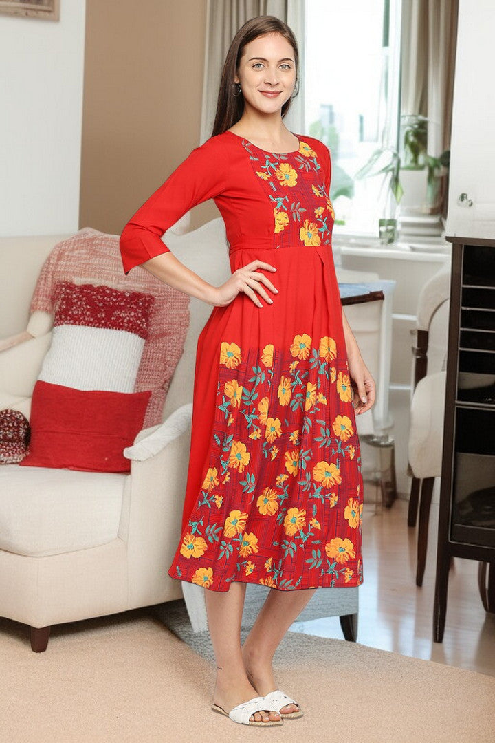 Rayon Maternity Flare Kurta For Pre & Post Pregnancy