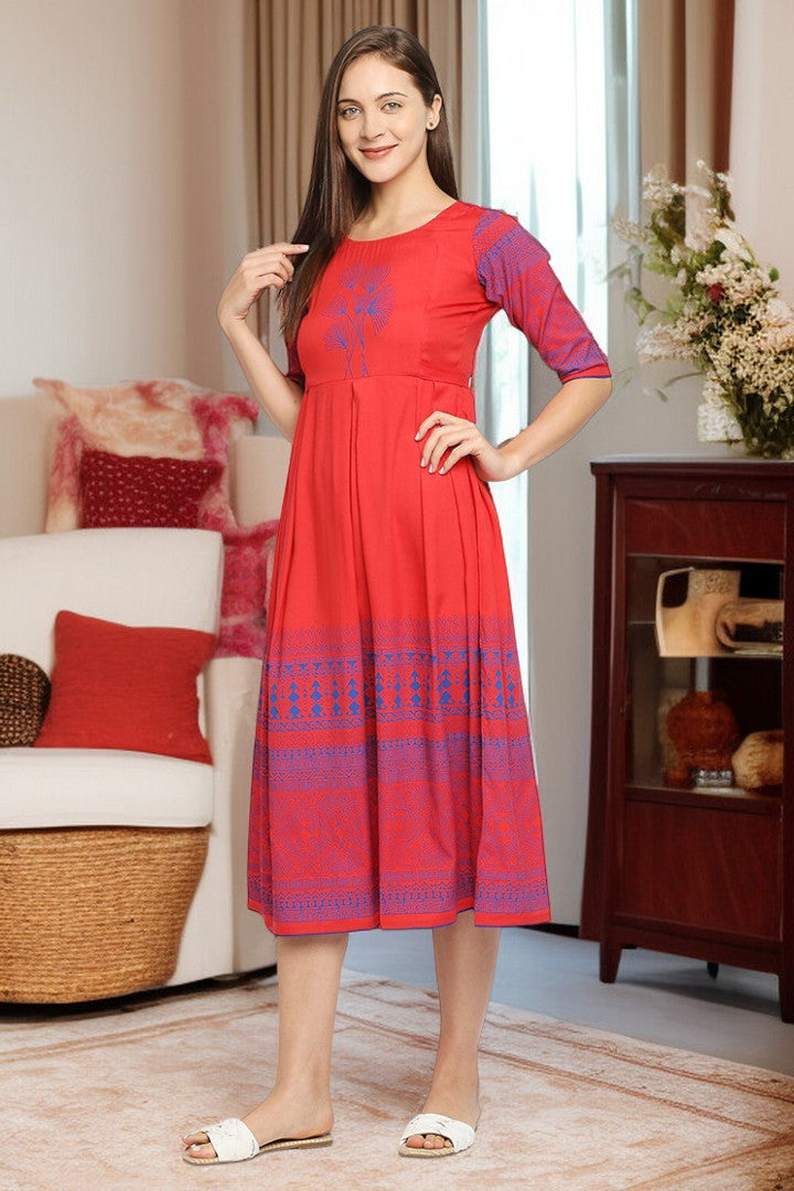 Rayon Maternity Flare Kurta For Pre & Post Pregnancy
