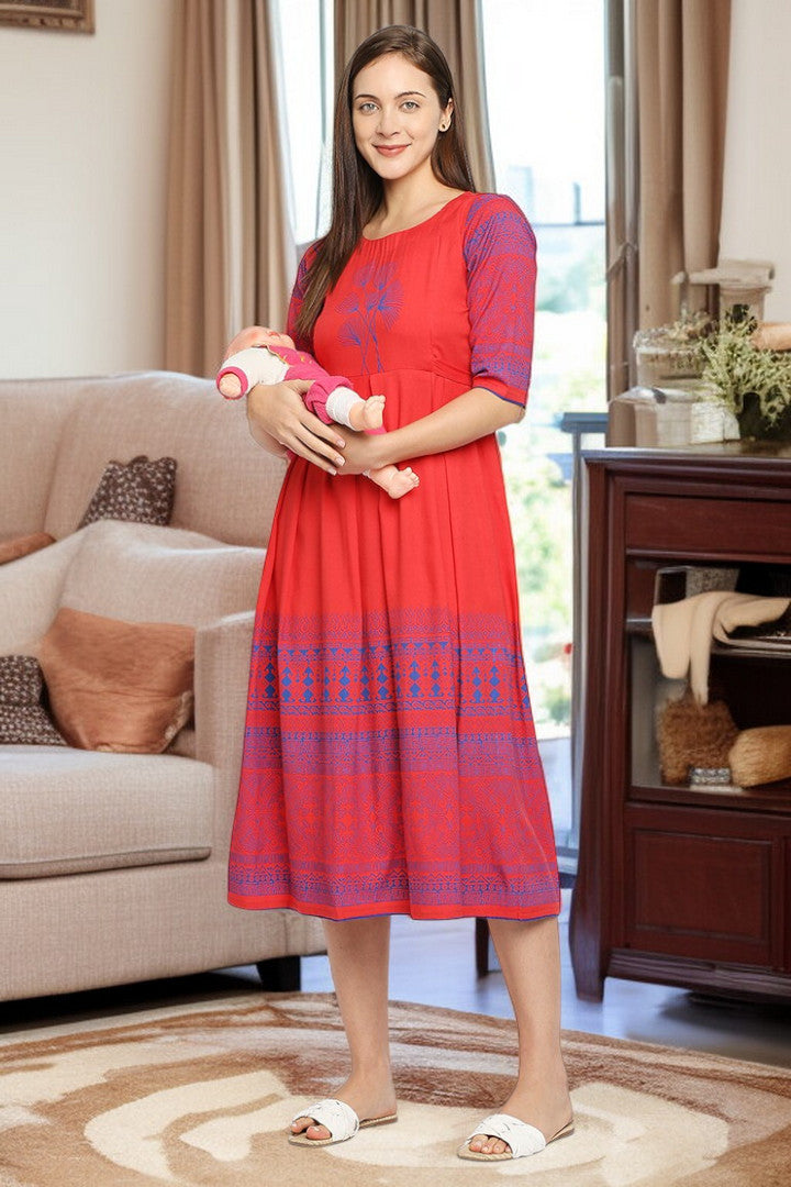 Rayon Maternity Flare Kurta For Pre & Post Pregnancy