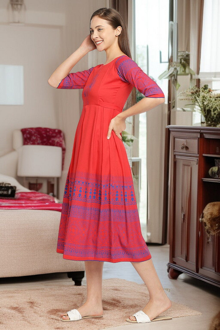 Rayon Maternity Flare Kurta For Pre & Post Pregnancy