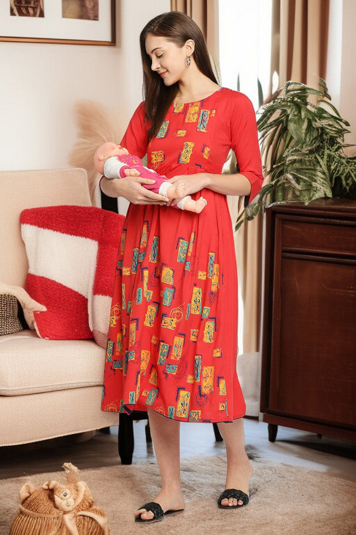 Rayon Maternity Flare Kurta For Pre & Post Pregnancy